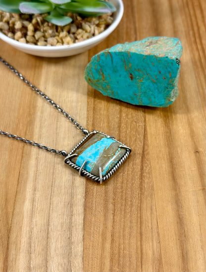 #8 Turquoise Square Waterproof Necklace