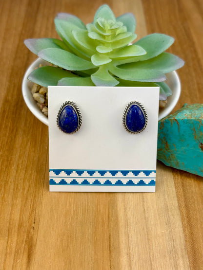 Lapis Teardrop Stud Earrings