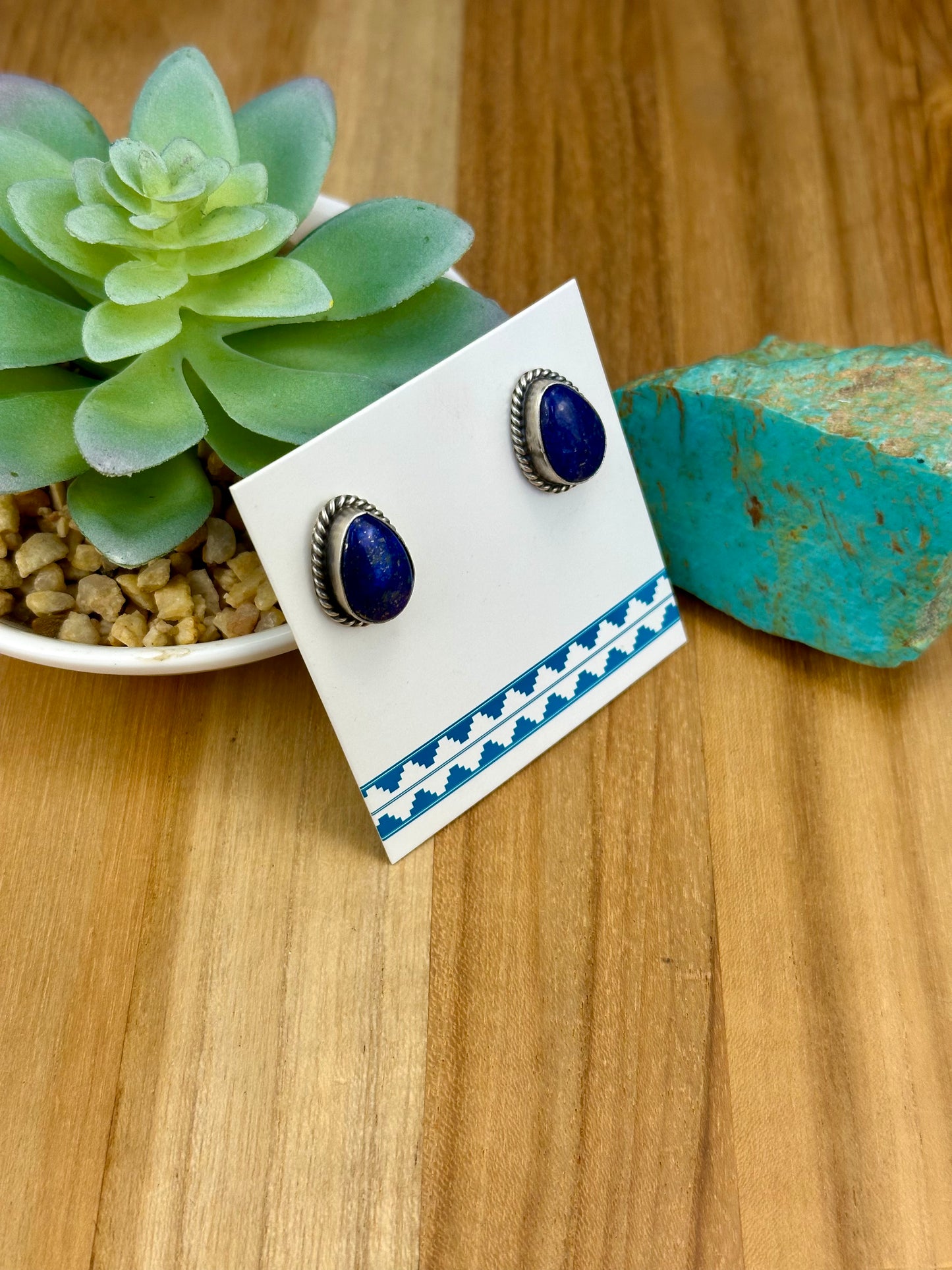Lapis Teardrop Stud Earrings
