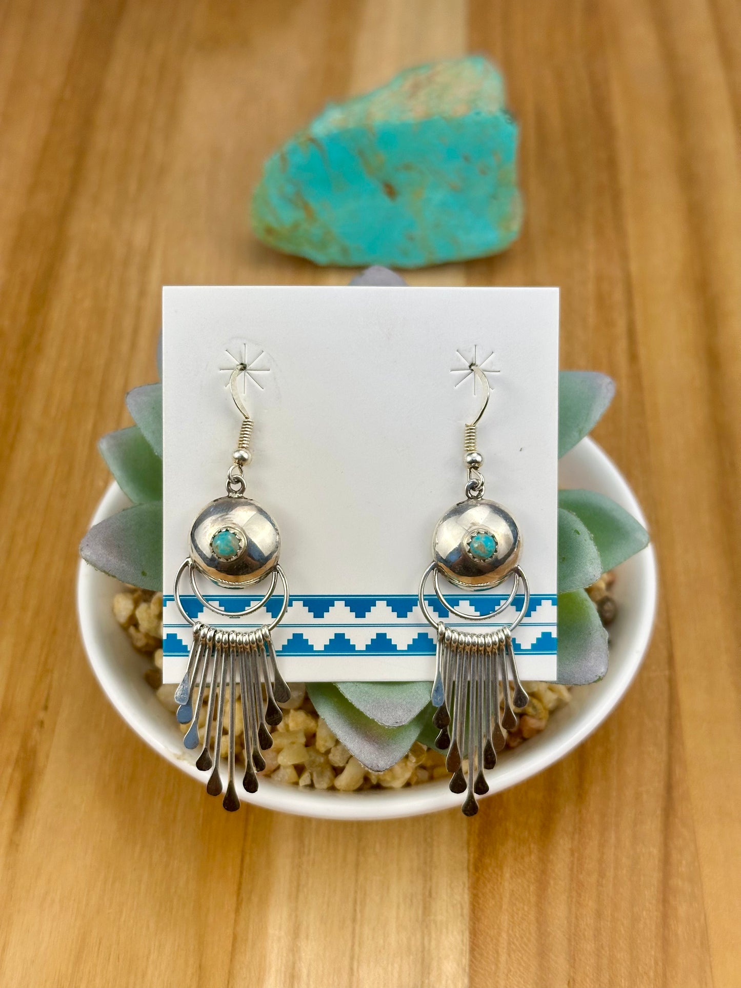 Kingman Turquoise Sterling Concho Earrings