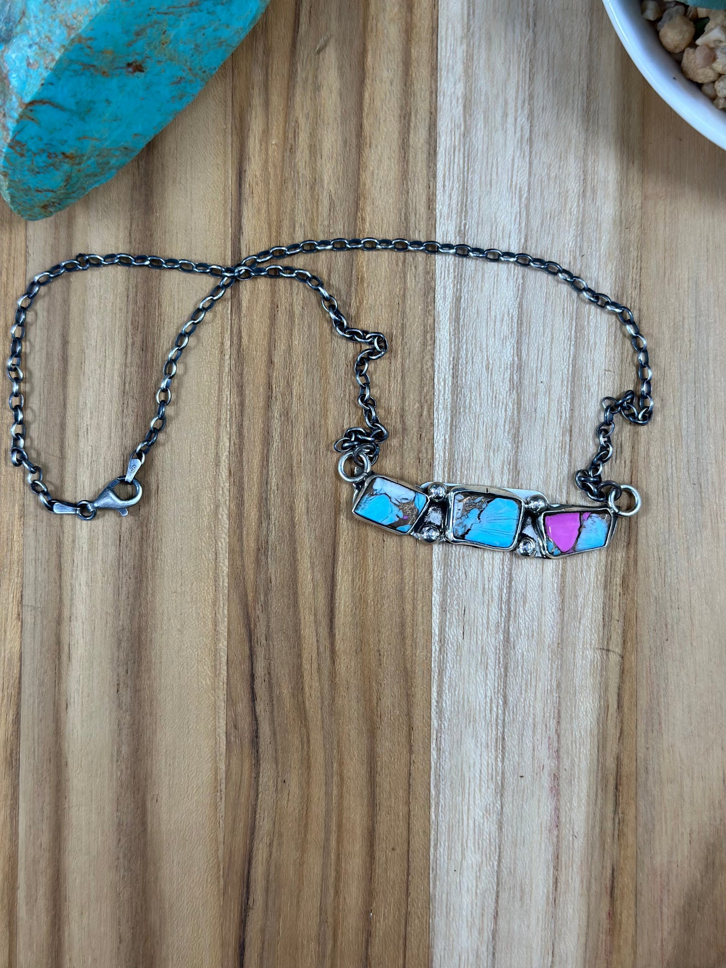 Three Stone Cotton Candy Necklace