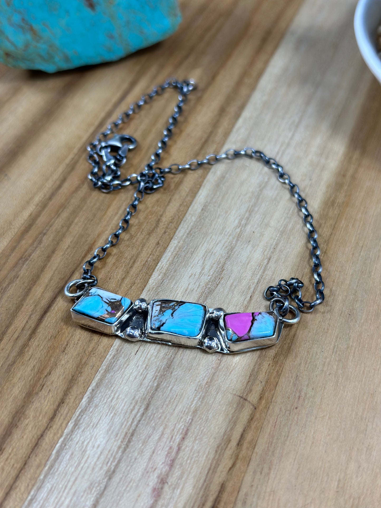 Three Stone Cotton Candy Necklace