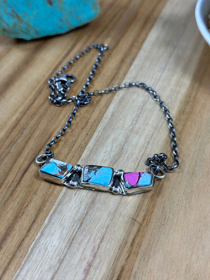 Three Stone Cotton Candy Necklace