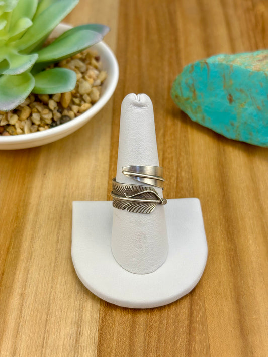 Sterling Silver Feather Open Ring