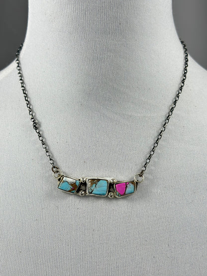 Three Stone Cotton Candy Necklace