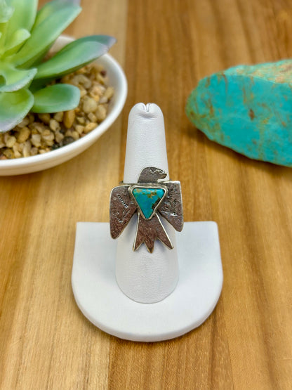 Kingman Turquoise Thunderbird Sterling Ring