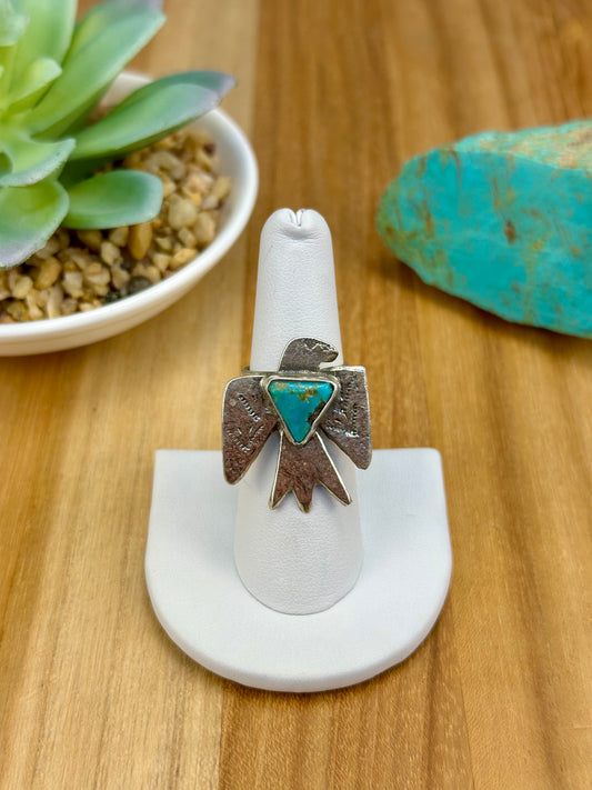 Kingman Turquoise Thunderbird Sterling Ring