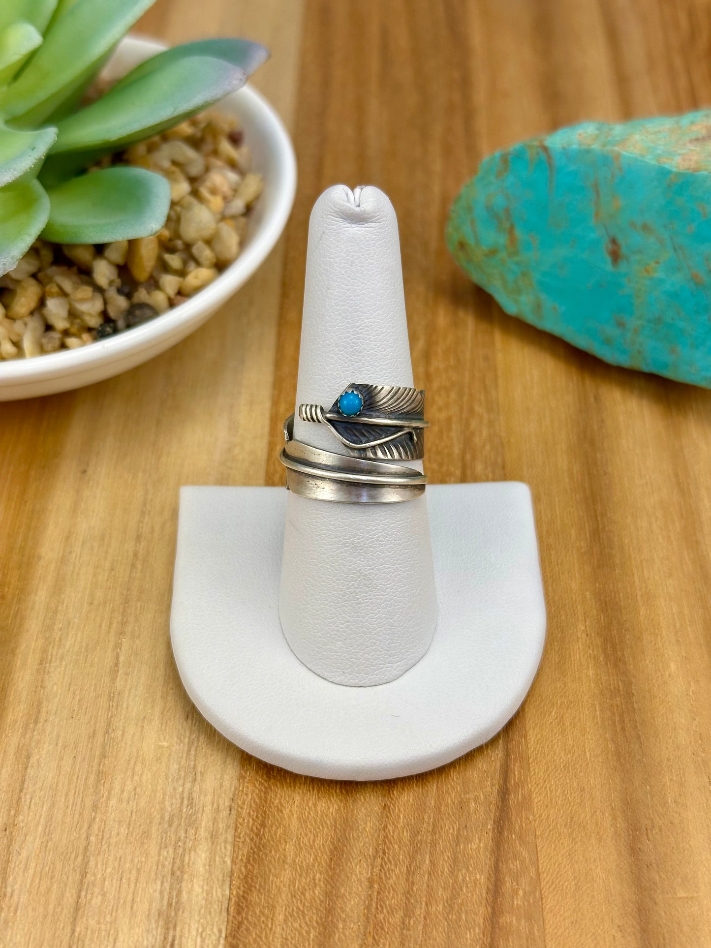 Kingman Turquoise Feather Ring