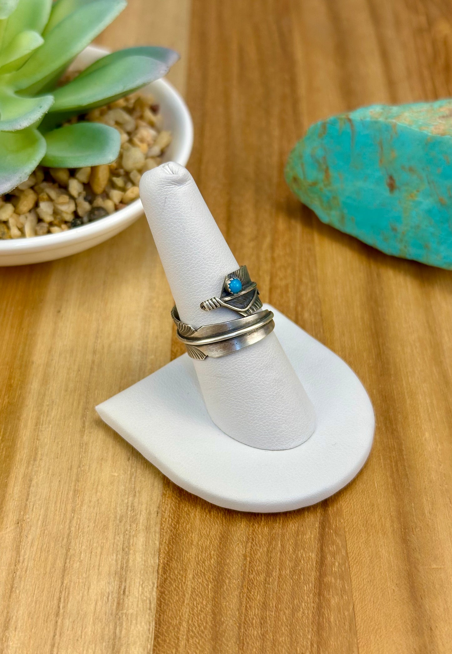 Kingman Turquoise Feather Ring