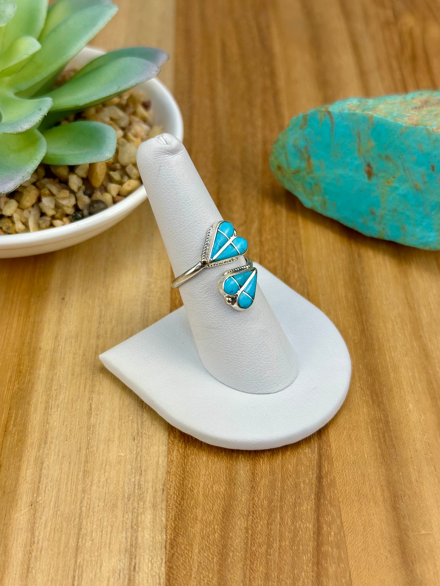 Kingman Turquoise Inlay Open Ring