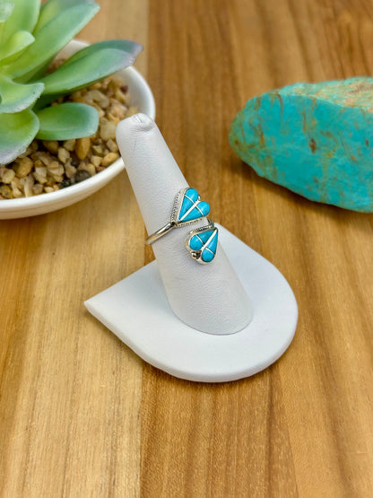 Kingman Turquoise Inlay Open Ring