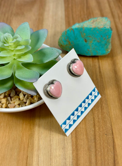 Pink Conch Heart Sterling Lariat Set