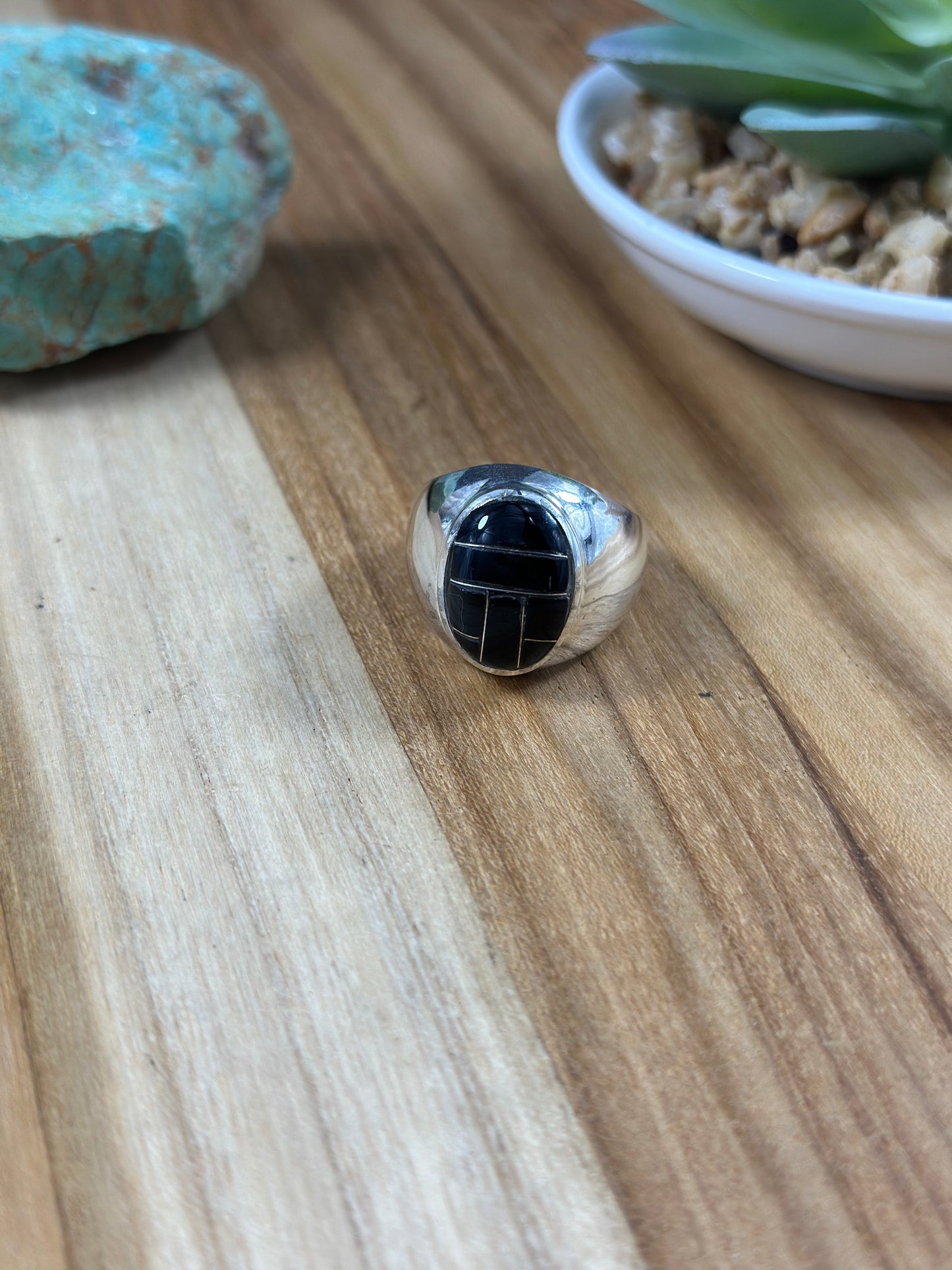 Men's Black Onyx Inlay Ring