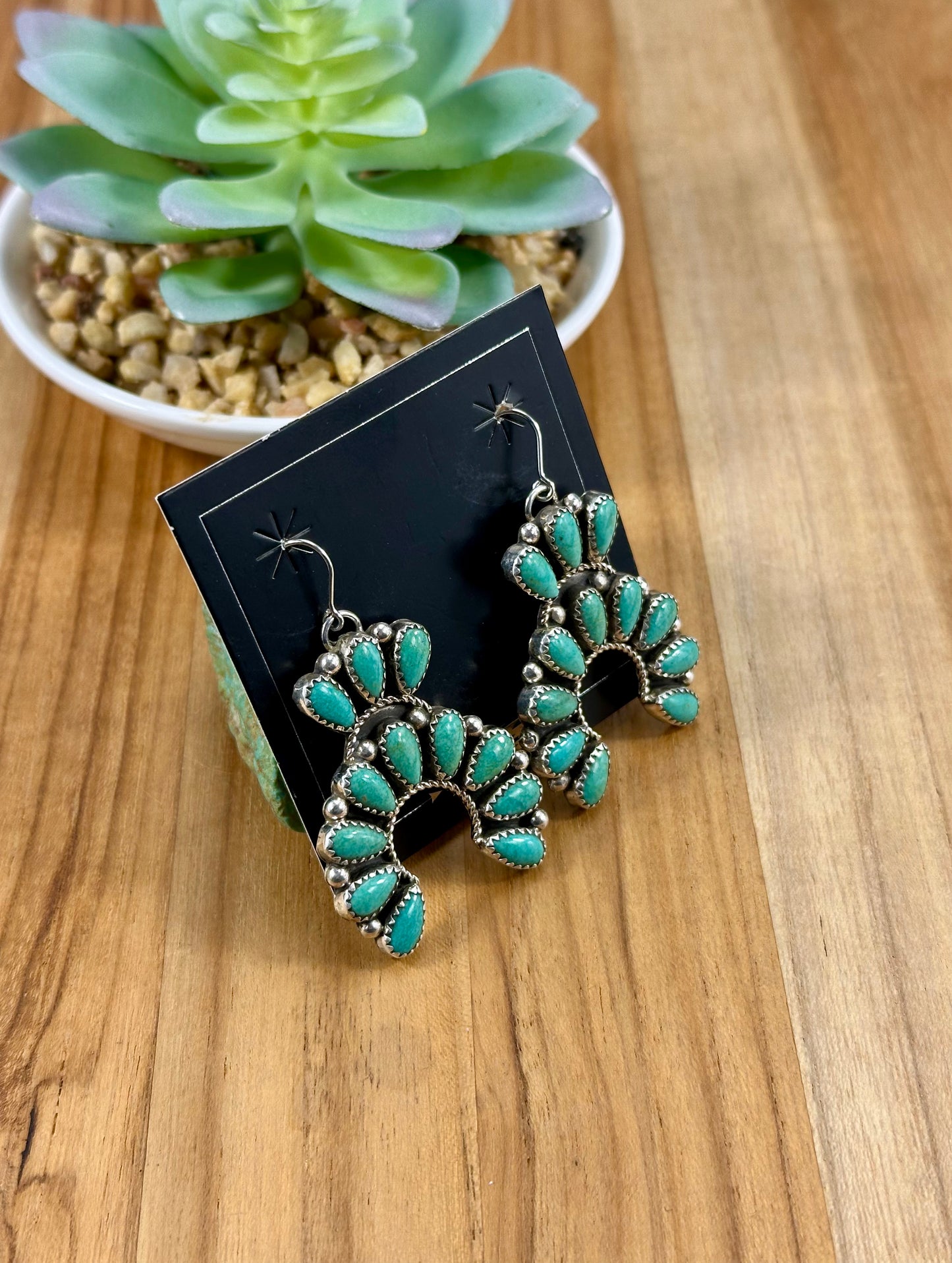 Kingman Turquoise Cluster Naja Earrings