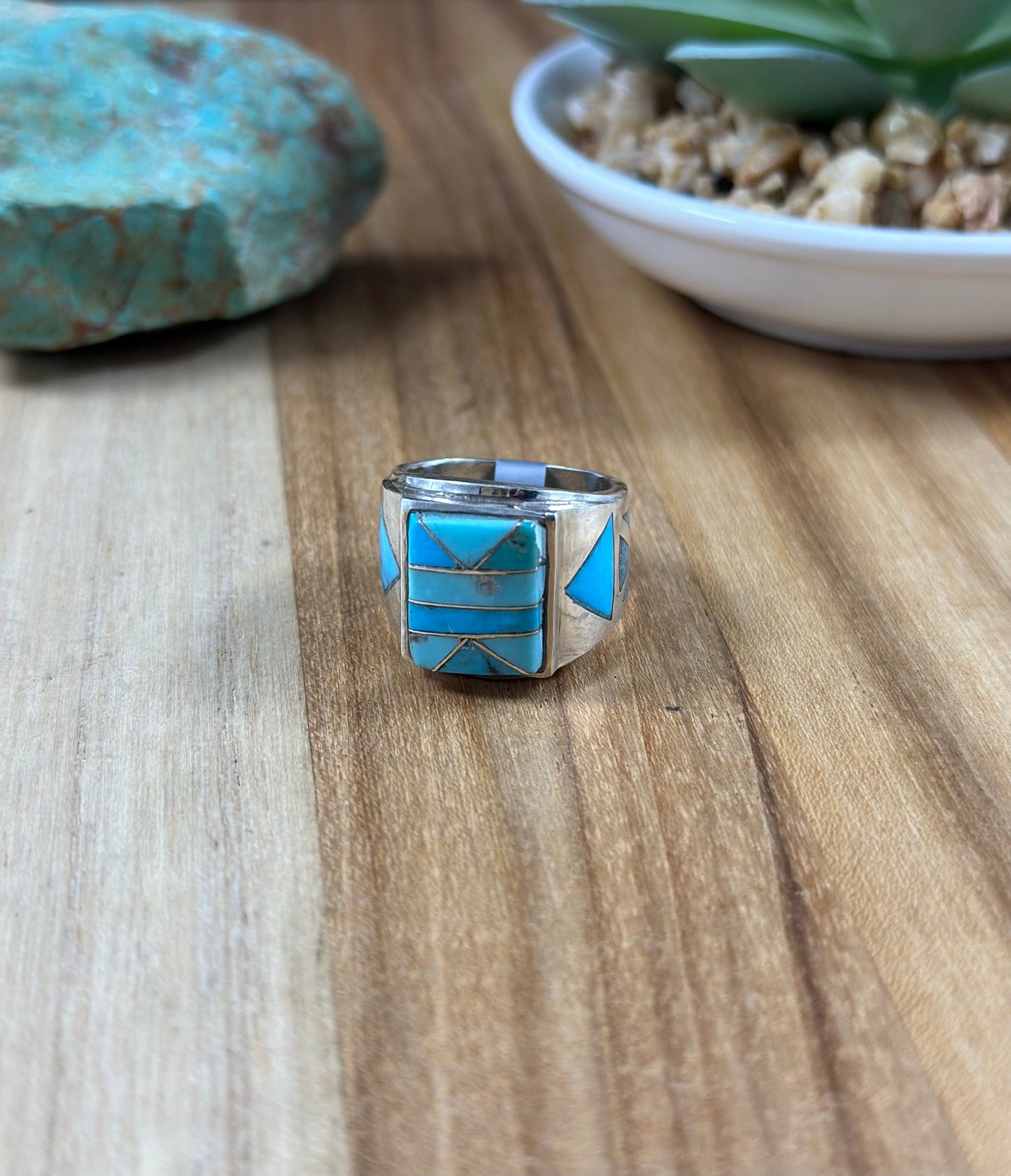 Men's Kingman Turquoise  Inlay Ring