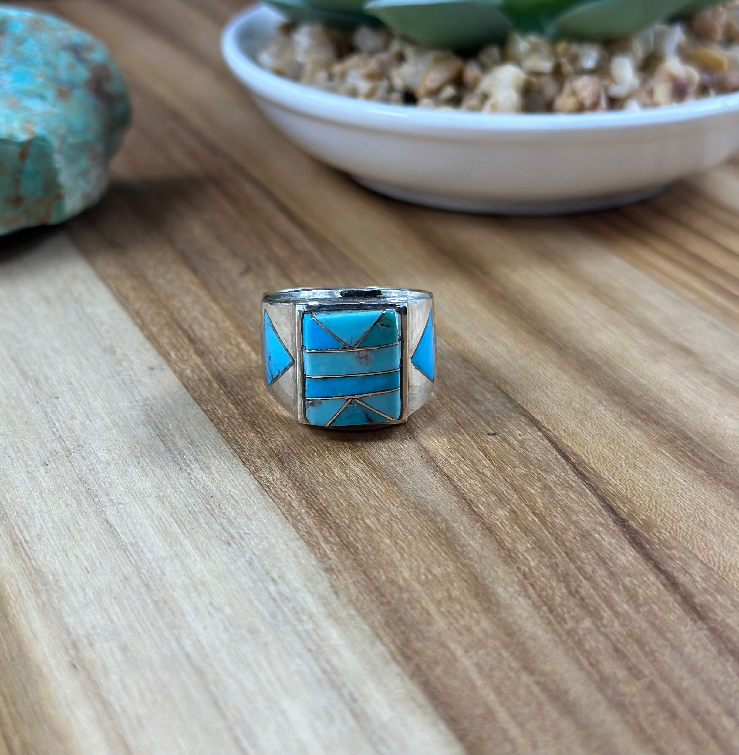 Men's Kingman Turquoise Inlay Ring – Live Roadshow 505