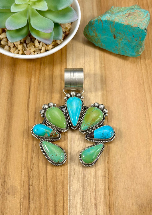 Kingman Turquoise Sterling Naja Pendant
