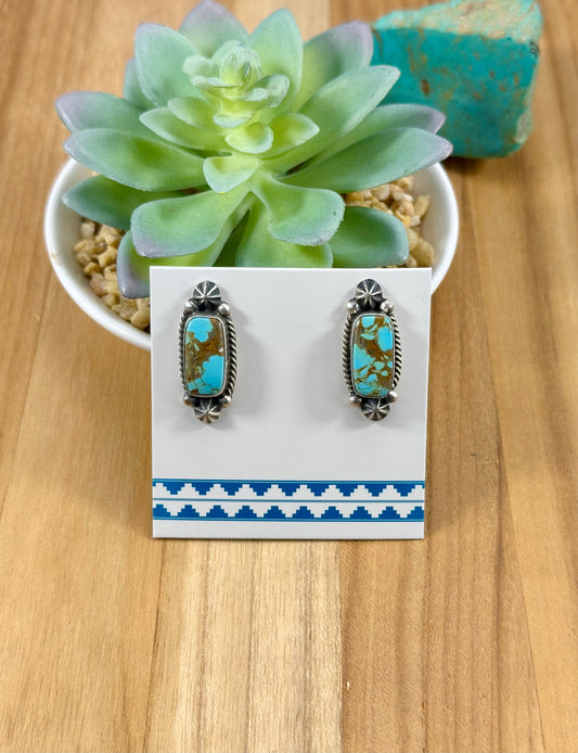 #8 Turquoise Sterling Stud Earrings