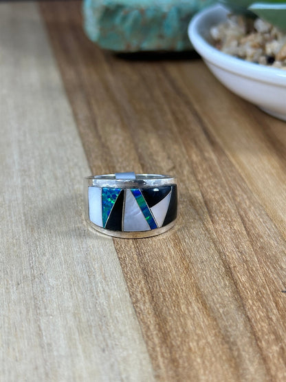 Men's Multi Stone Inlay Ring