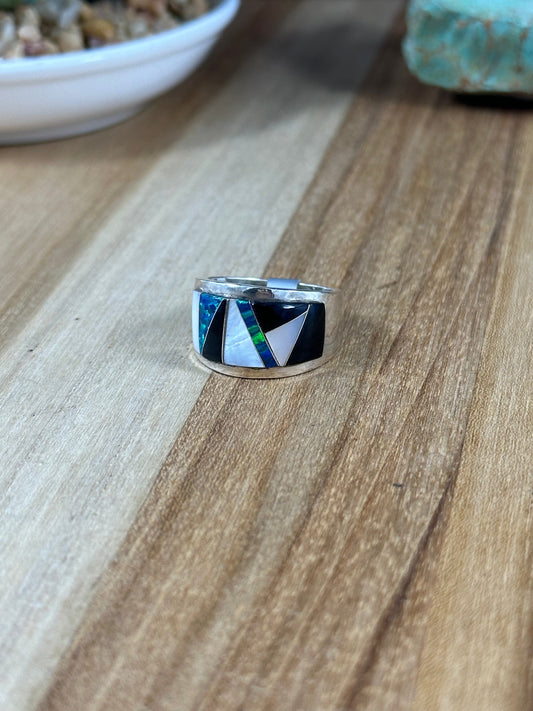 Men's Multi Stone Inlay Ring