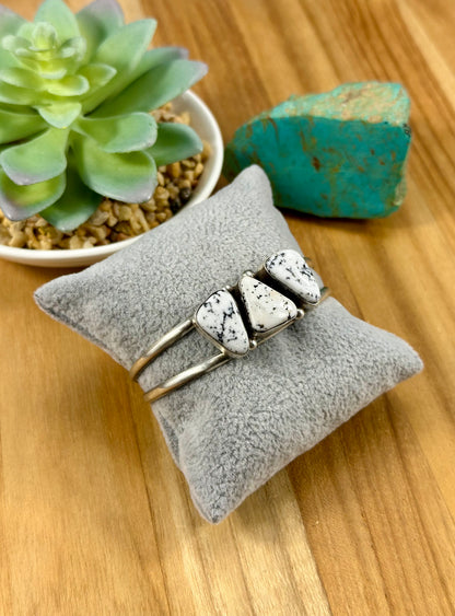 White Buffalo 3 Stone Sterling Cuff