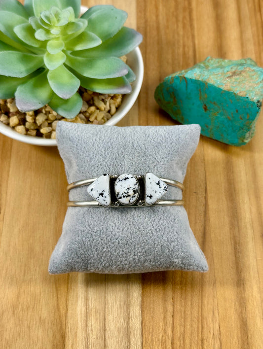 White Buffalo 3 Stone Sterling Cuff