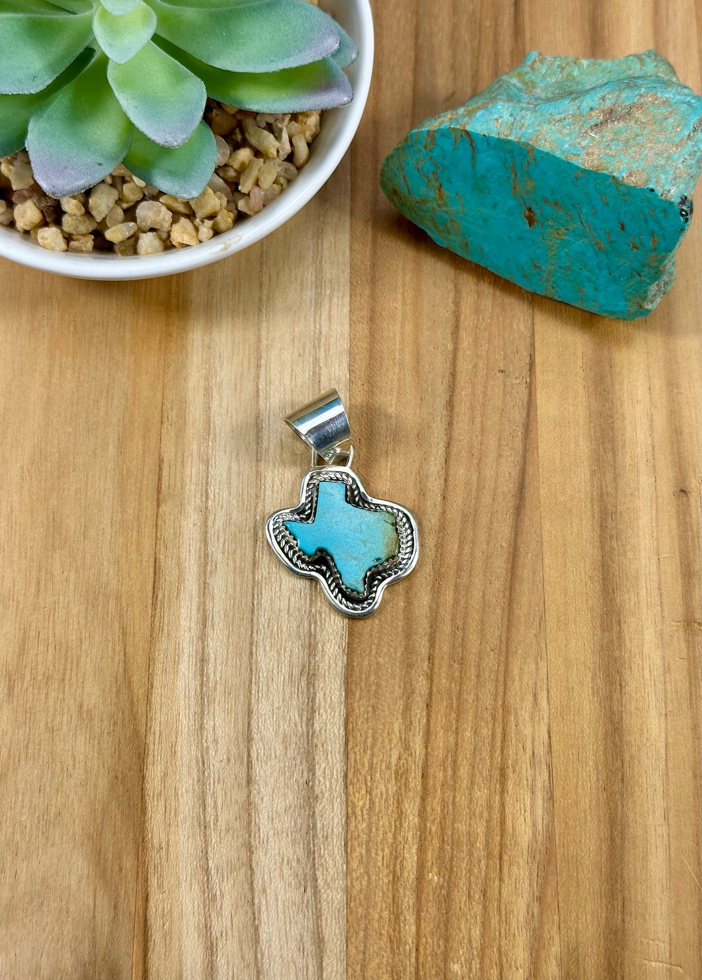 Kingman Turquoise Sterling Texas Pendant
