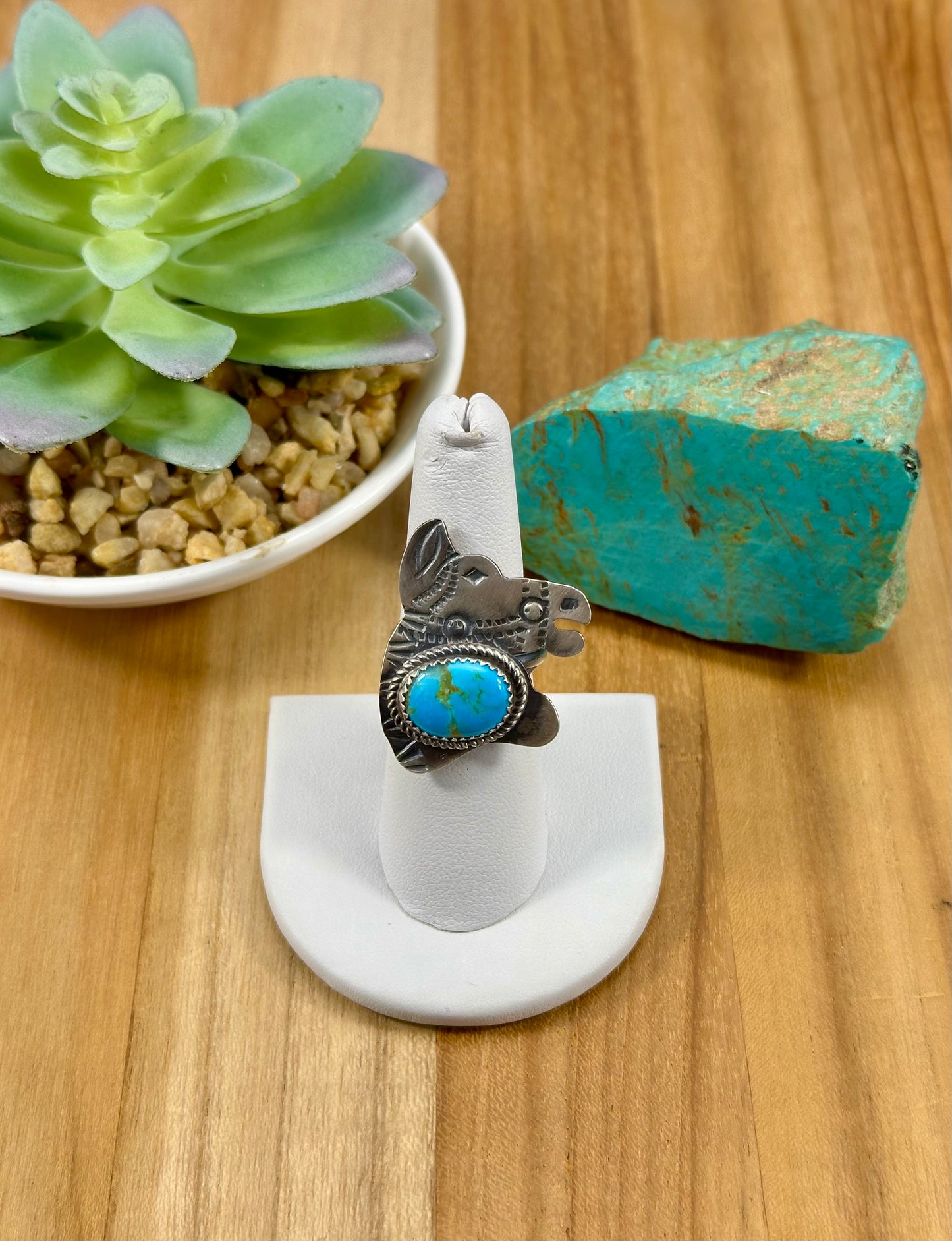 Kingman Turquoise Sterling Horse Ring