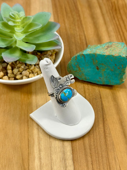 Kingman Turquoise Sterling Horse Ring