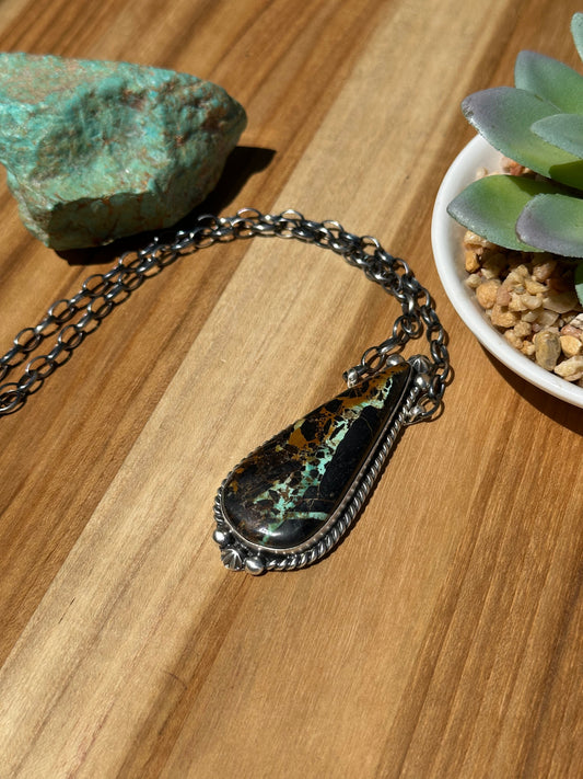 Black Jack Teardrop Sterling Silver Necklace