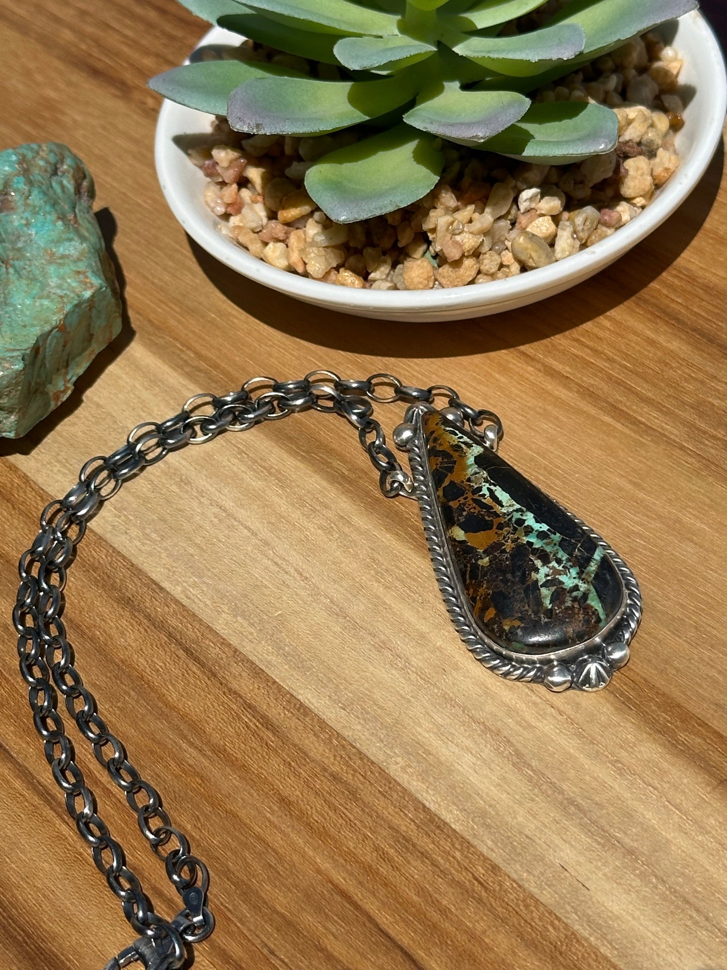 Black Jack Teardrop Sterling Silver Necklace