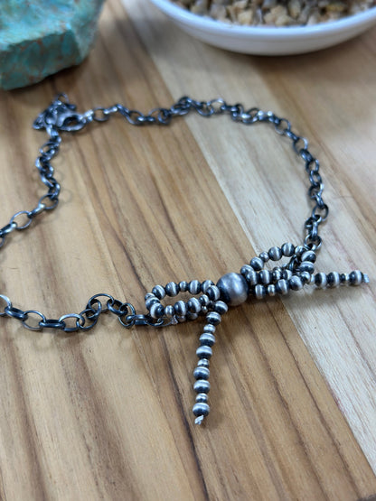 Sterling Silver Chain Bow Necklace