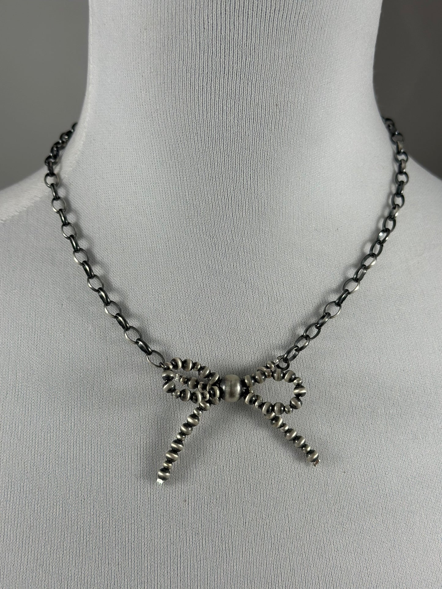 Sterling Silver Chain Bow Necklace