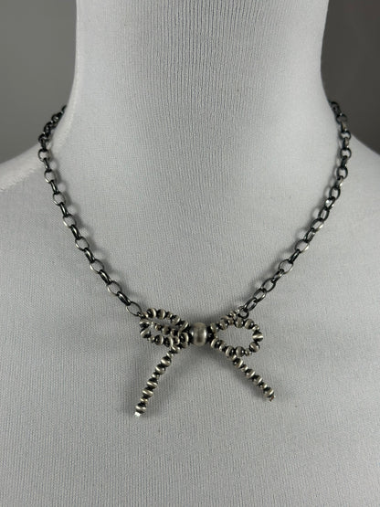 Sterling Silver Chain Bow Necklace