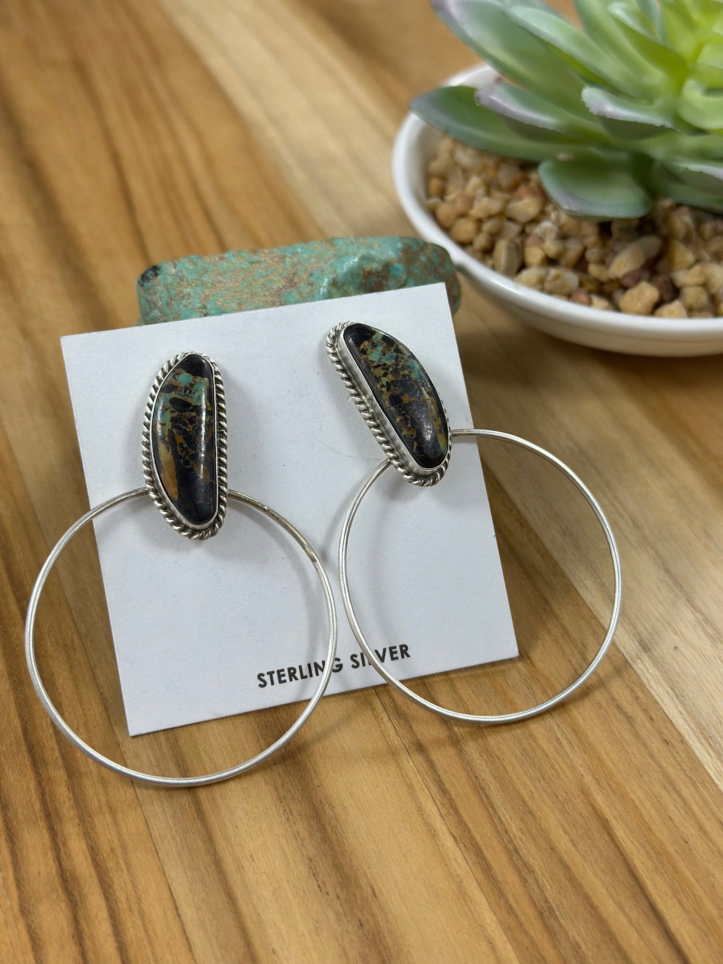 Black Jack Hoop Earrings