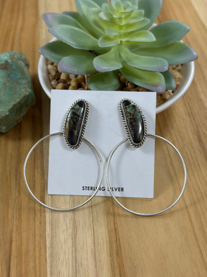 Black Jack Hoop Earrings