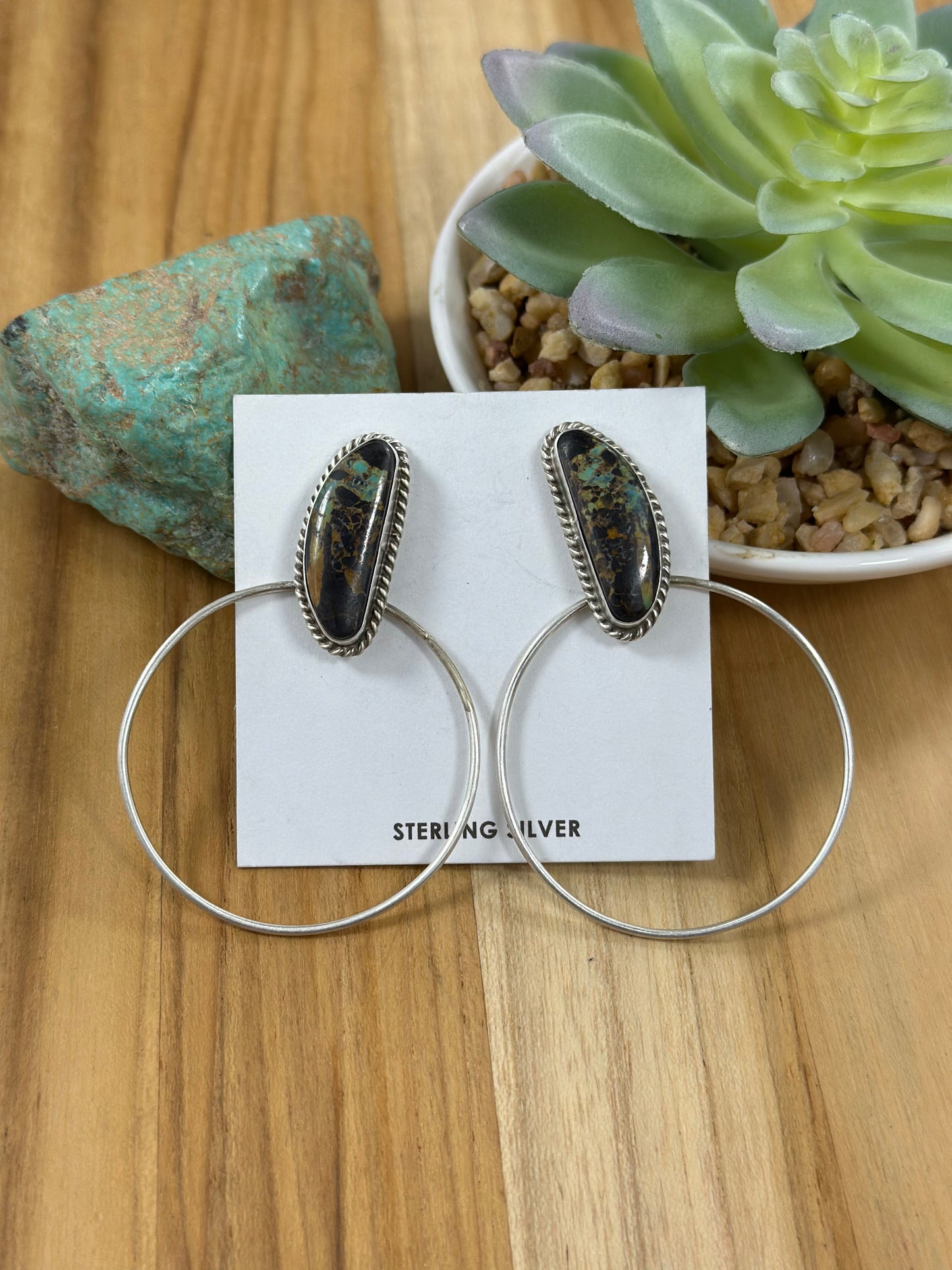 Black Jack Hoop Earrings