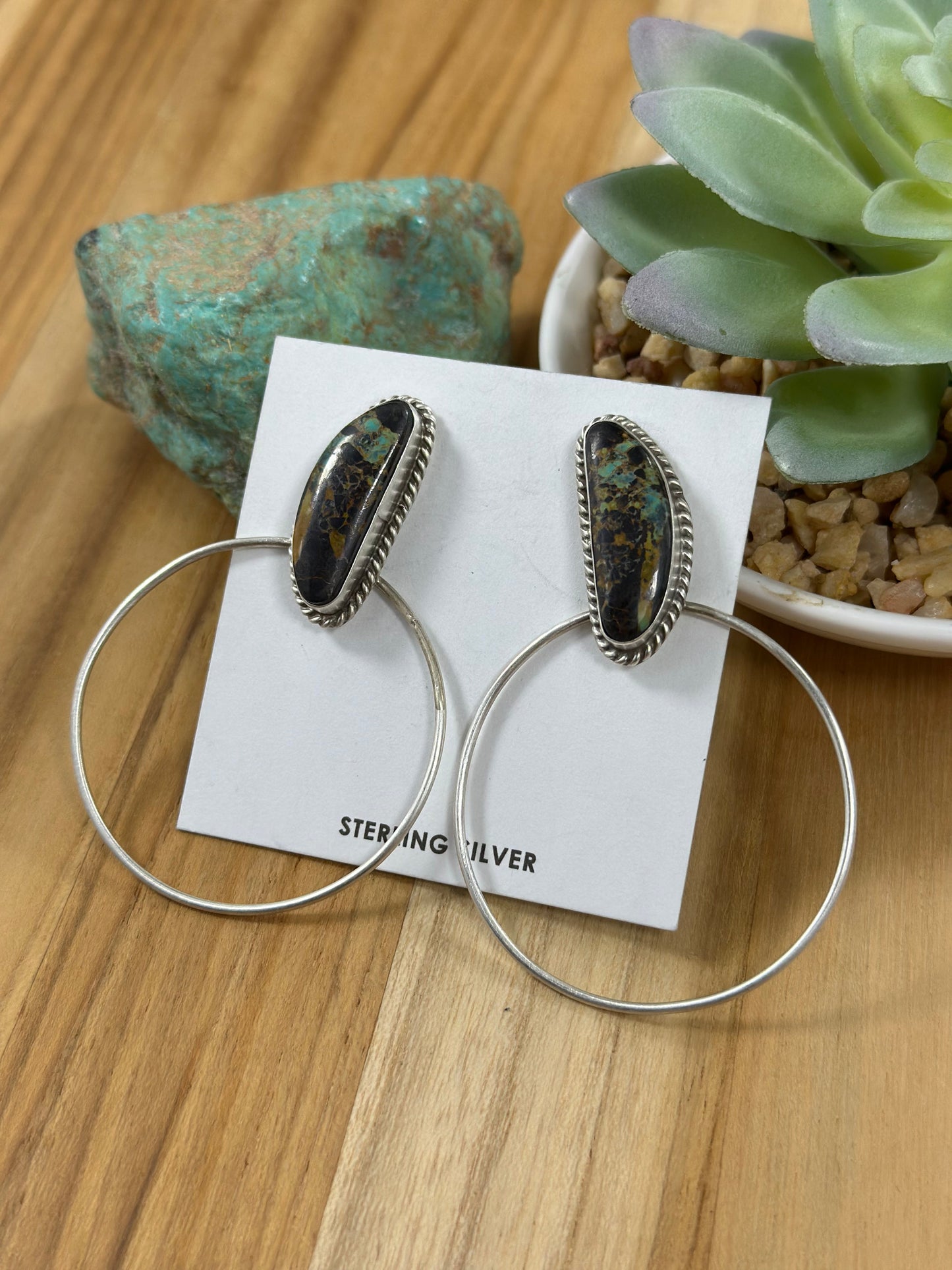 Black Jack Hoop Earrings
