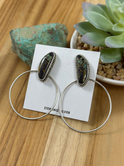 Black Jack Hoop Earrings