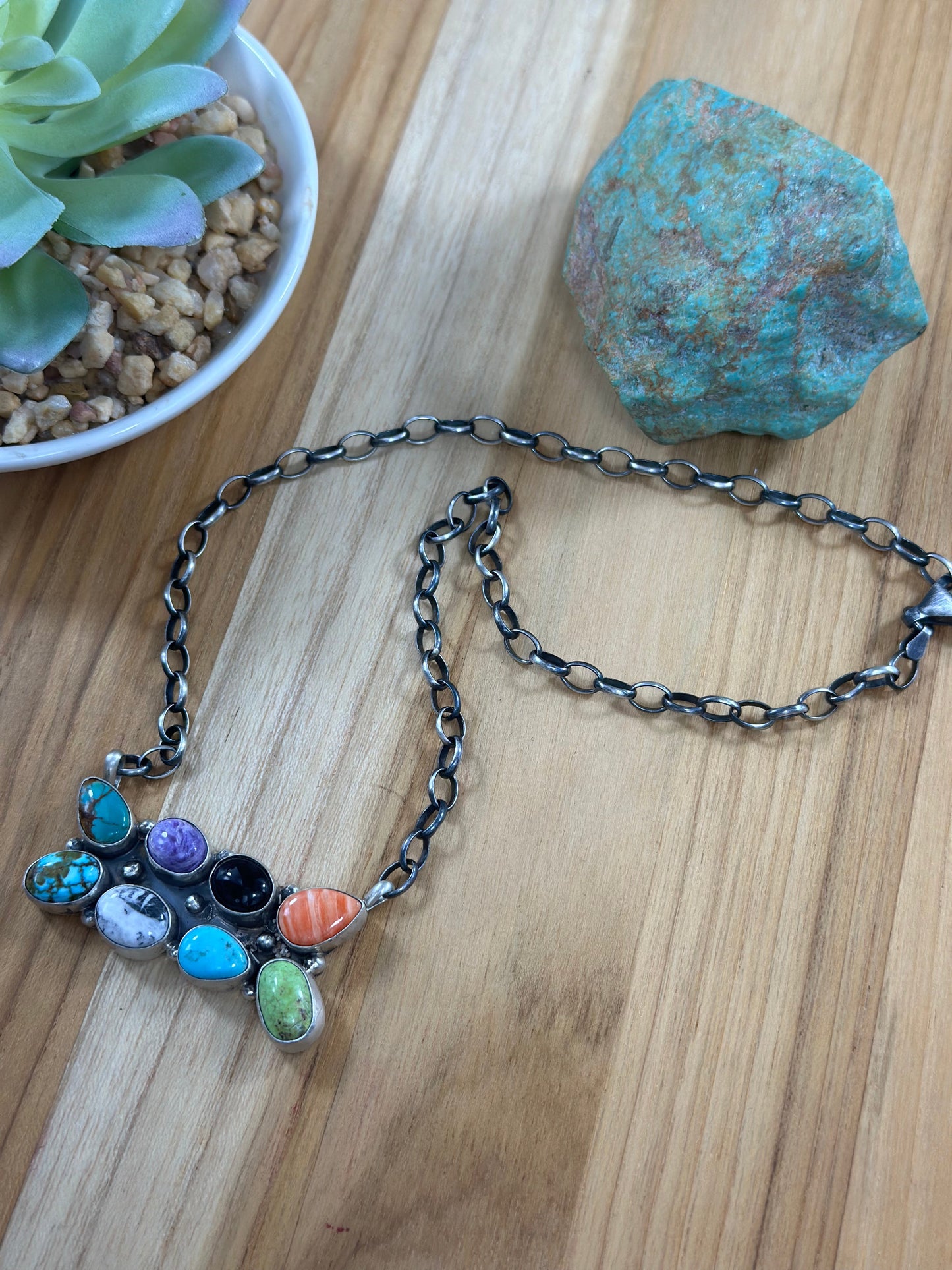 Multicolor 8 Stone Necklace