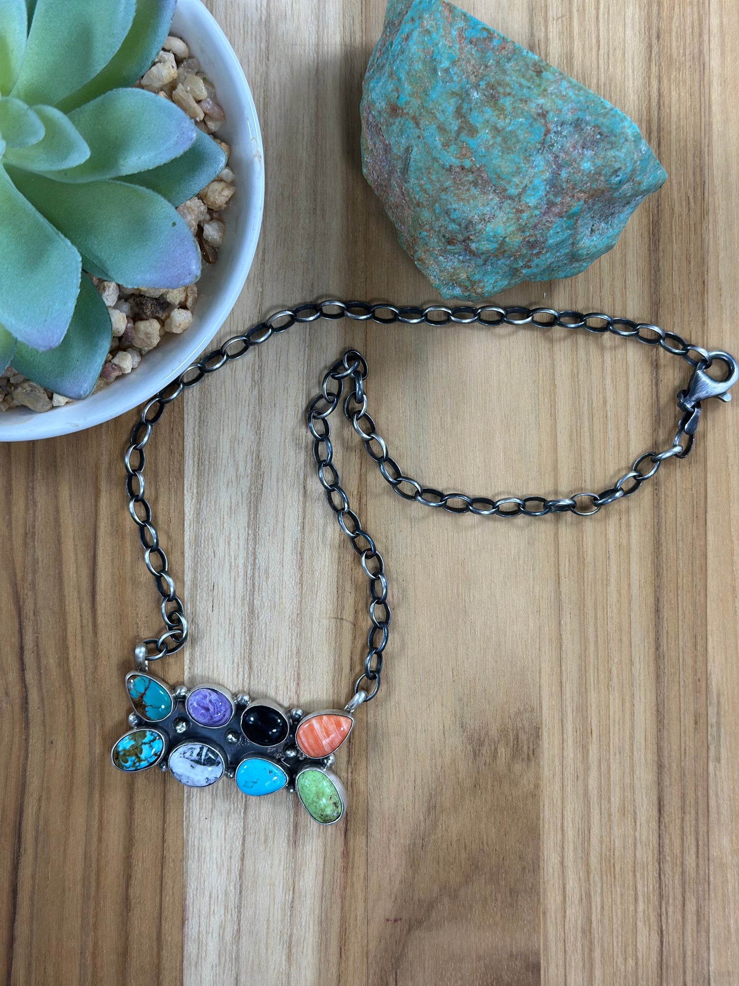 Multicolor 8 Stone Necklace