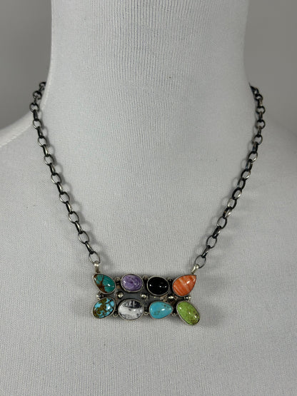 Multicolor 8 Stone Necklace