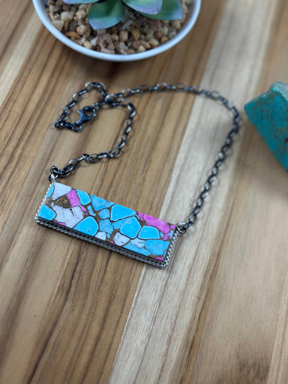 Cotton Candy Bar Sterling Silver Necklace