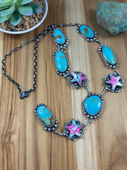 Turquoise and Star Lariat