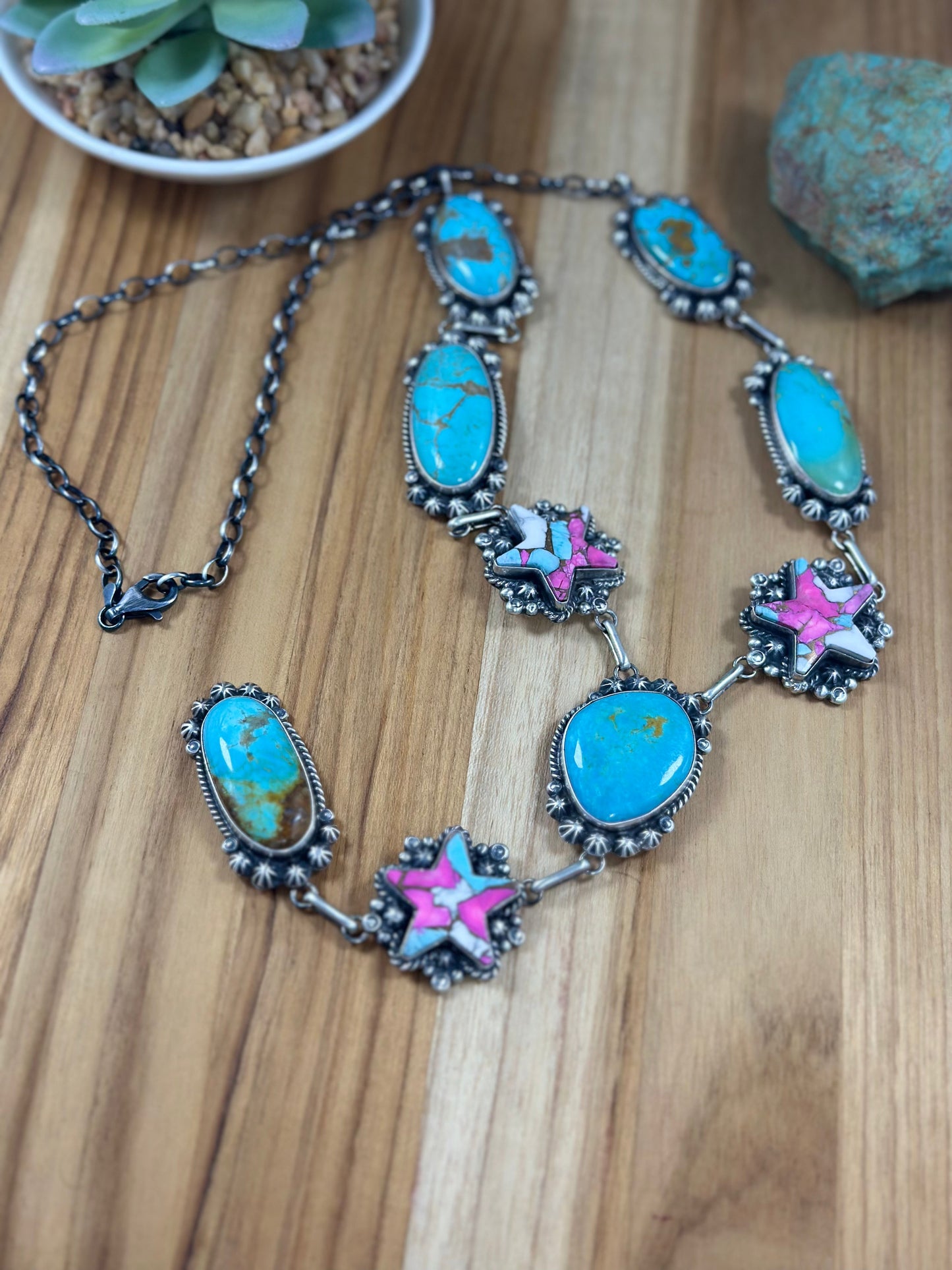 Turquoise and Star Lariat