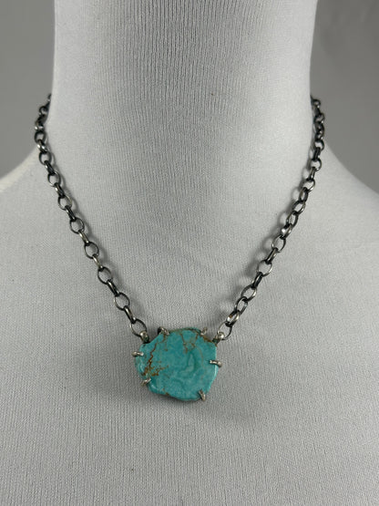 Kingman Turquoise Water Proof Bar Necklace