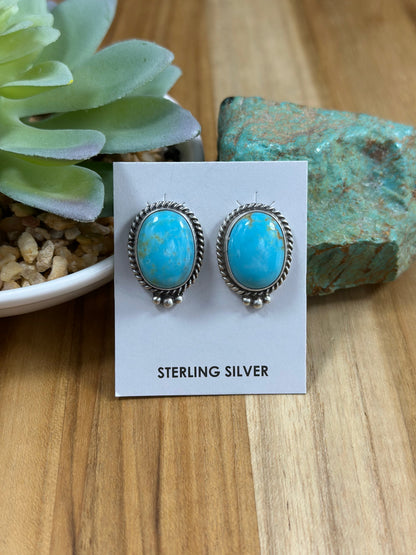 Kingman Turquoise Oval Stud Earrings
