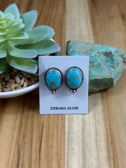 Kingman Turquoise Oval Stud Earrings