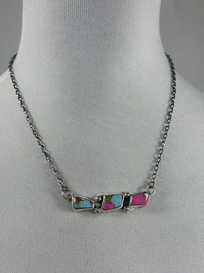 Cotton Candy 3 Stone Necklace