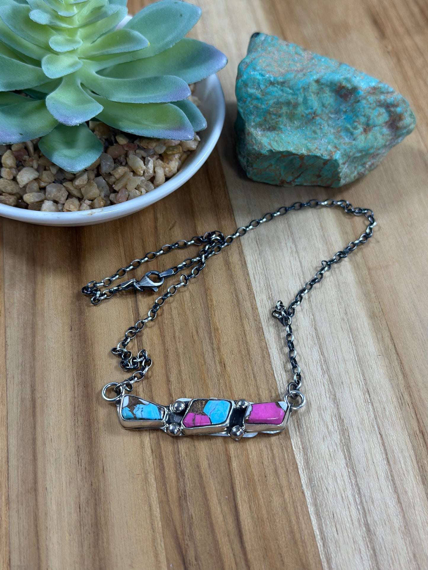 Cotton Candy 3 Stone Necklace